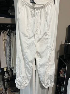Princess Polly White Elastic-Waist Jogger Pants
